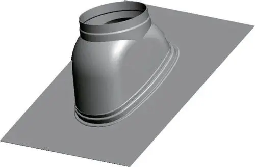 Technisches 3D-Modell eines Abgaskrümmers mit gewölbter Form und seitlichem Anschluss, auf einem neutralen Hintergrund.